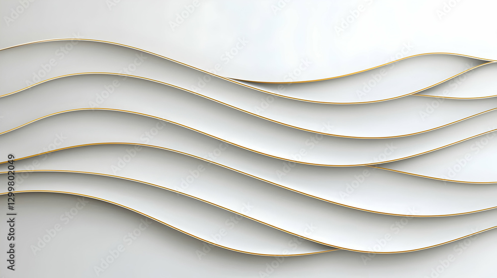 Poster abstract white waves with golden lines and shadows creating a modern and elegant design
