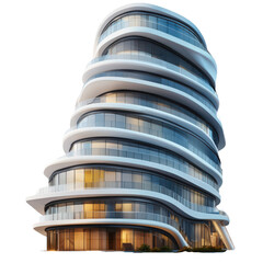 Contemporary architectural design, modern building facade with curved structure