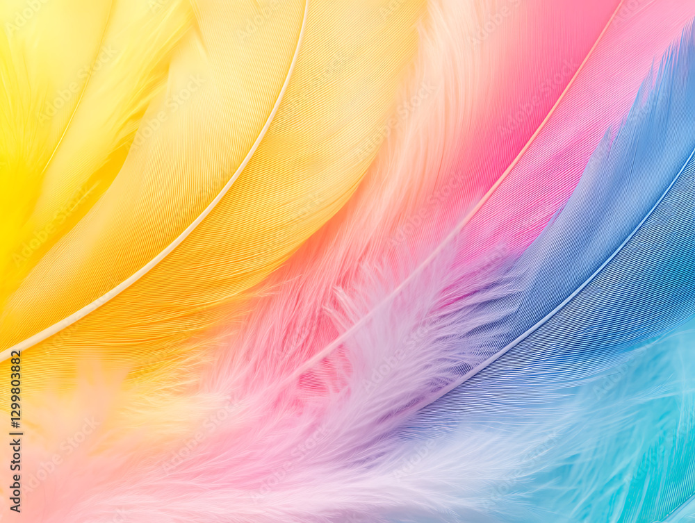 Poster vibrant colorful feathers abstract art digital creation modern environment close-up view artistic ex