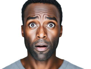 Emotional Portrait of an African American Man: A Blend of Surprise and Frustration Captured, Inviting Viewers to Understand His Complex Feelings and Struggles