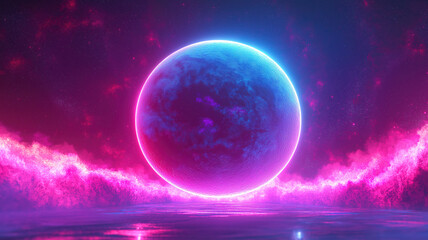 Ultraviolet and neon pink blue glowing lines form a vibrant abstract psychedelic atmosphere