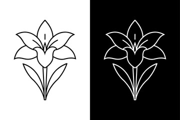 Gladiolus Flower Line Art. Stylish Black & White Vector Icon