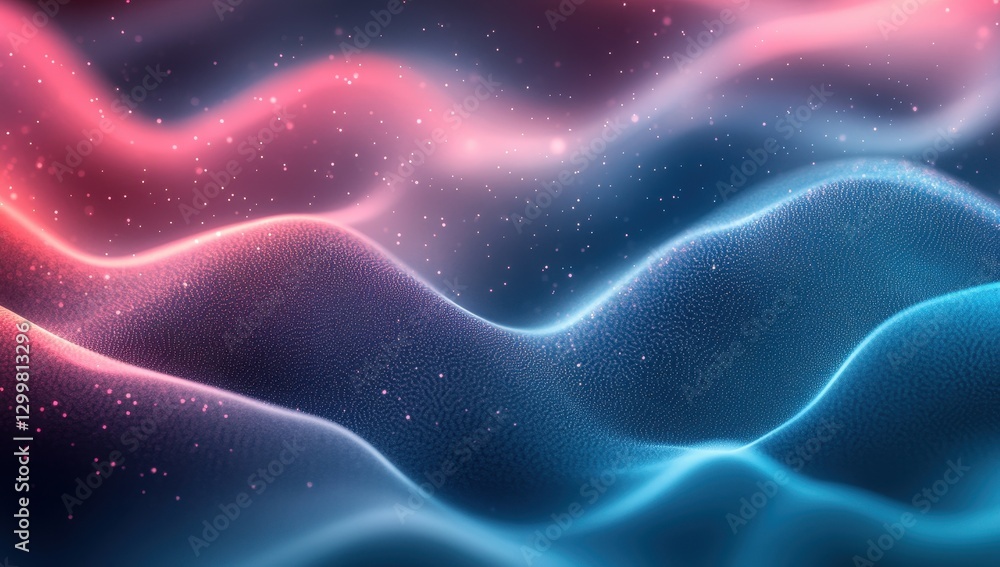Poster vibrant abstract waves in red and blue with sparkles and soft texture for creative backgrounds and d