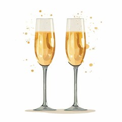 an AI Image Generator, a Glass of Champagne Against a White Background