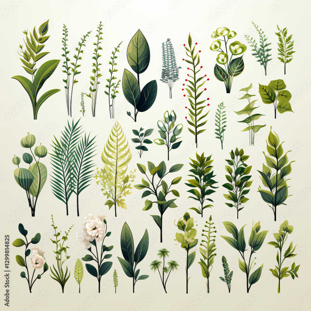 Poster lush variety of plants displaying unique colors and textures in a captivating natural environment