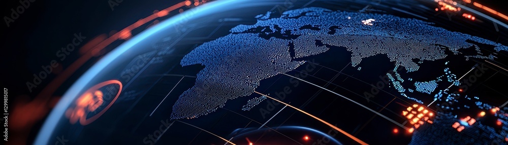 Poster global network digital world map visualization