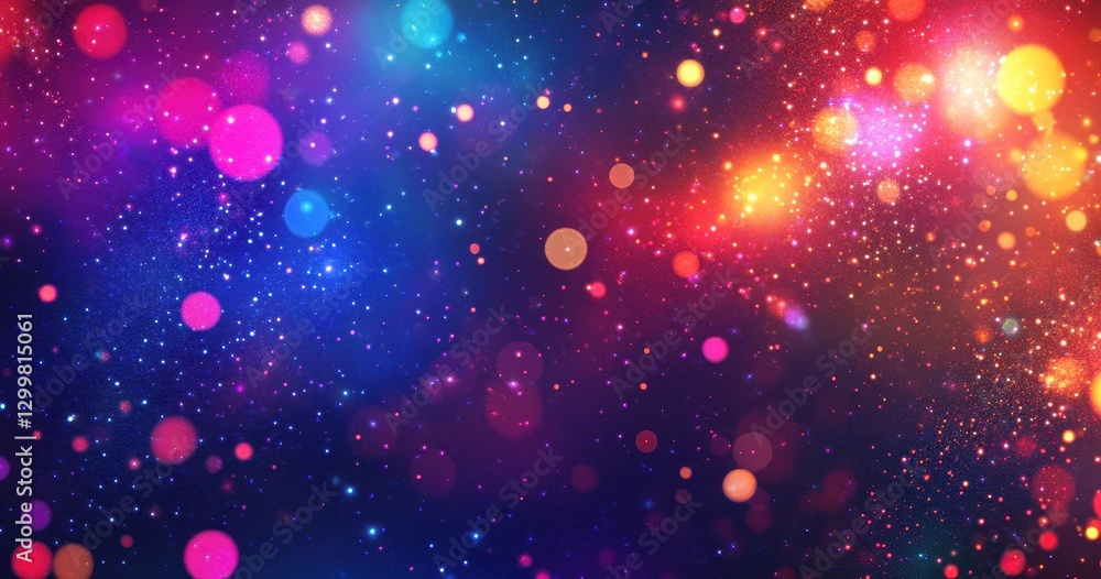 Poster vibrant bokeh lights and colorful sparkles creating a dreamy background for creative projects and ar