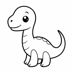baby dinosaur drawing line art on white background