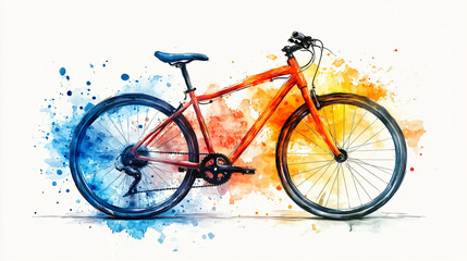 Beautifully rendered watercolor painting of a bicycle showcasing delicate brushstrokes and vibrant colors for art lovers