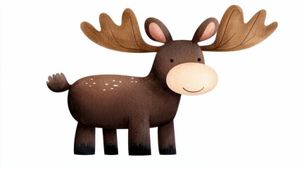 Adorable Moose Illustration Animal Character Wild Nature Forest Mammal Woodland Wildlife Design Artwork