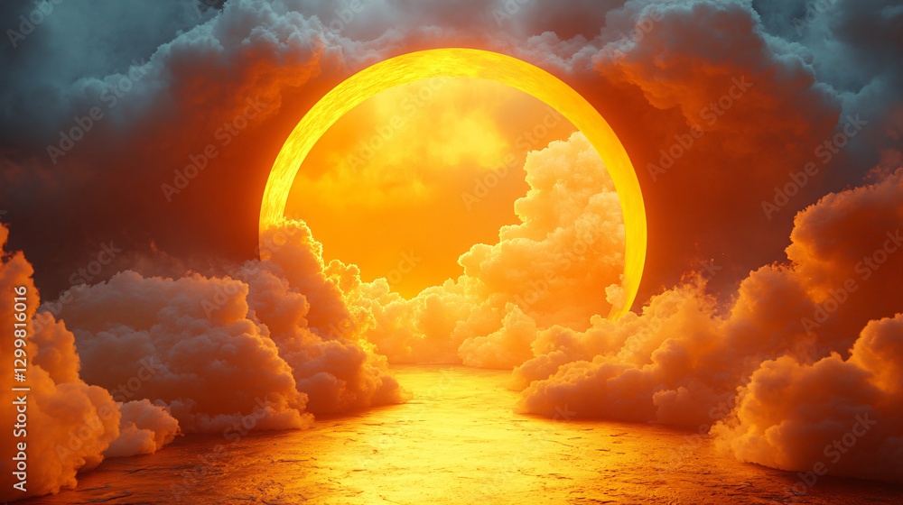 Aufkleber a stunning sun setting over a calm body of water creating a breathtaking reflection of warm colors i