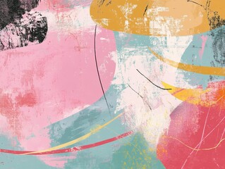 Naklejka premium Abstract Pink, Teal, and Gold Textured Artwork