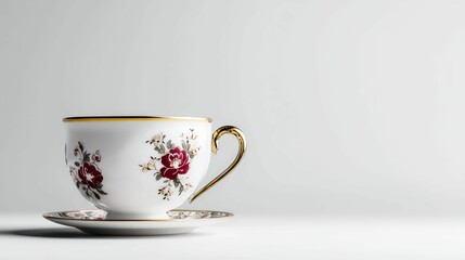 Elegant Teacup and Saucer with Floral Design