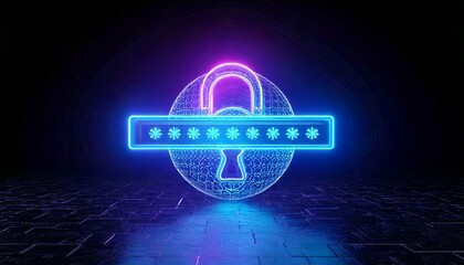 Cyber security lock icon digital space graphic design futuristic environment close-up view data protection concept