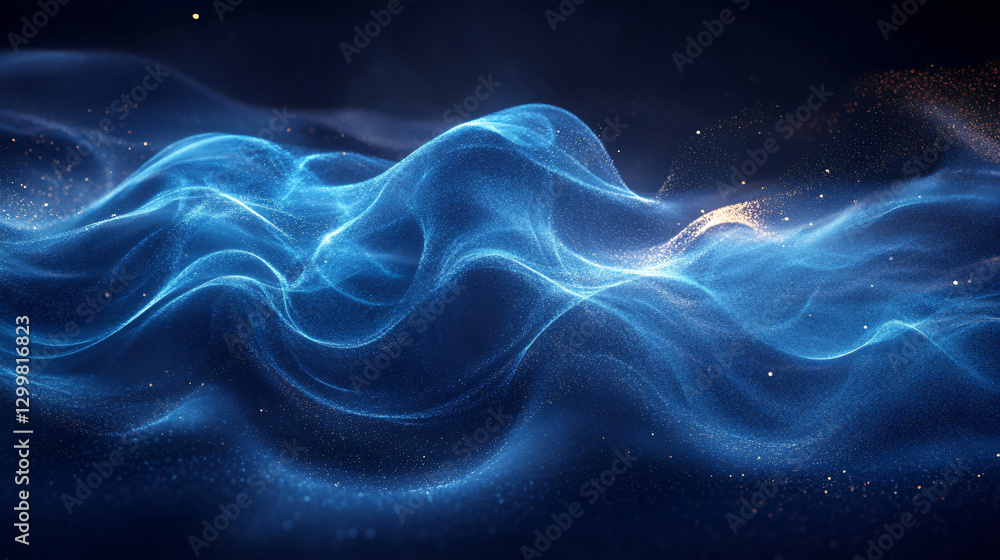 Aufkleber Abstract wave of blue light illuminating dark background creating a mesmerizing visual effect of fluid motion