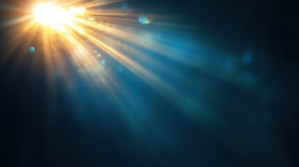 Fototapeta premium Bright Sunlight Rays Through Dark Background Creating Ethereal Glow