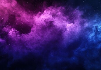 Fototapeta premium Vibrant Colorful Smoke Clouds Against Dark Background in Stunning Purple and Blue Hues for Abstract Artistic Visuals and Design Concepts