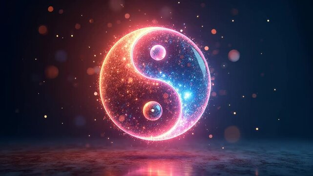 Glowing Yin Yang Symbol Animated Background Loop