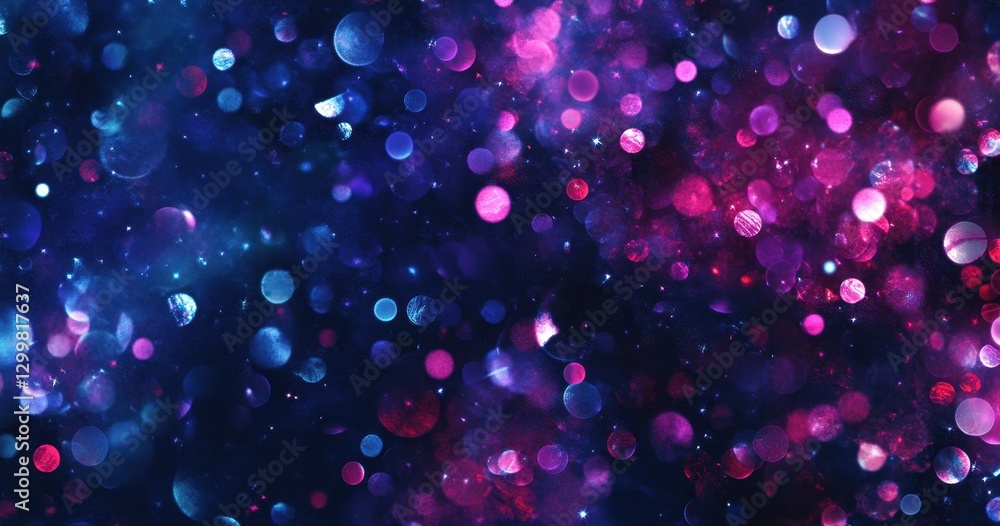 Poster vibrant cosmic bokeh with blurred light spots in various colors creating a dreamy and ethereal backg