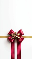Fototapeta premium Ribbon Adornment with Gold Tie on White Package for Gift Giving Festivities and Elegant Presentation