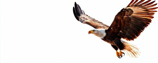 Fototapeta premium Bald Eagle Soaring Elegantly Through Open Sky Symbol of Freedom and Power Animal Symbolism
