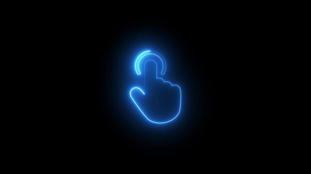 A hand touch click icon typically represents user interaction with a digital interface, such as tapping on a touchscreen or clicking with a mouse. neon click icon concept.