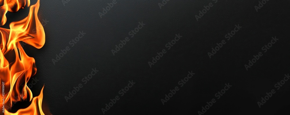 Poster fiery flames bordering dark texture blank space backdrop design element for presentations and graphi