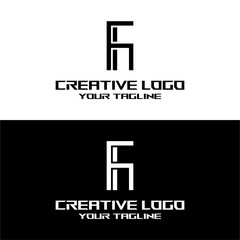 creative letter logo fh design vector