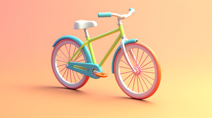 Fototapeta premium Bicycle isometric Cartoon 3D