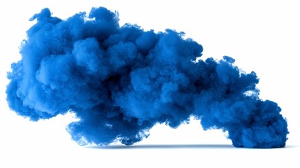 Fototapeta premium Dramatic Visualization of Ominous Cloud of Dark Blue Smoke Isolated on White Blank Background Concept Art