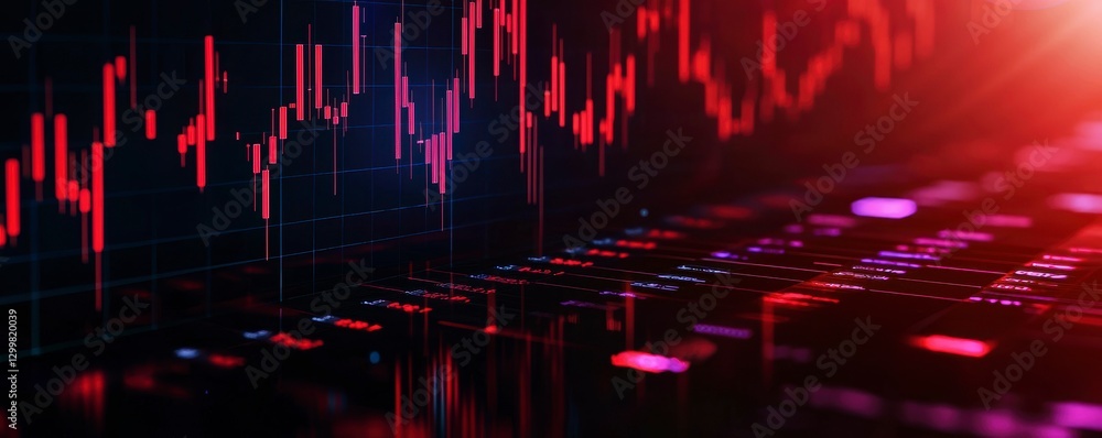Aufkleber red stock market data visualization display