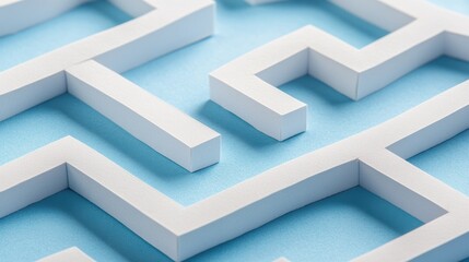 Fototapeta premium Creative Maze Made of Paper on Blue Background for Artistic Design