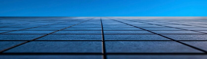 Geometric Grid Architecture of Building Exterior with Blue Sky Minimalist Perspective Structure
