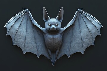 Bat Wings Spread, Isolated on Dark Backdrop