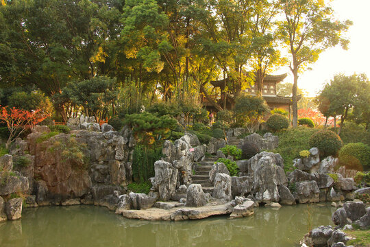 Beautiful Scenery inside Zhan Garden in Nanjing, China