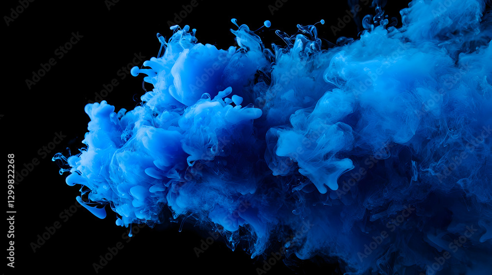 Aufkleber abstract blue ink explosion on black background displaying dynamic fluid motion