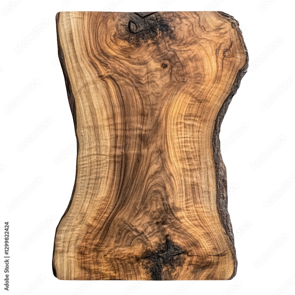 Poster unique rustic wooden slab with irregular edges and natural grain patterns