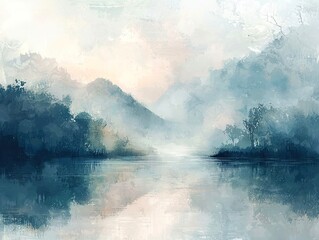 Soft oil painting of a nature landscape
