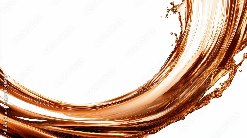 Poster elegant liquid swirl flowing wave creative design graphic with dynamic splashes and isolated backdro
