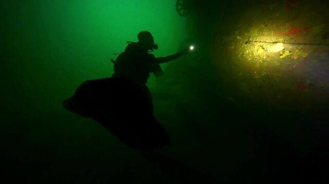 Philippines scuba diving shipwreck. tourism destination for coral reef and diving in Coron, Palawan. 
