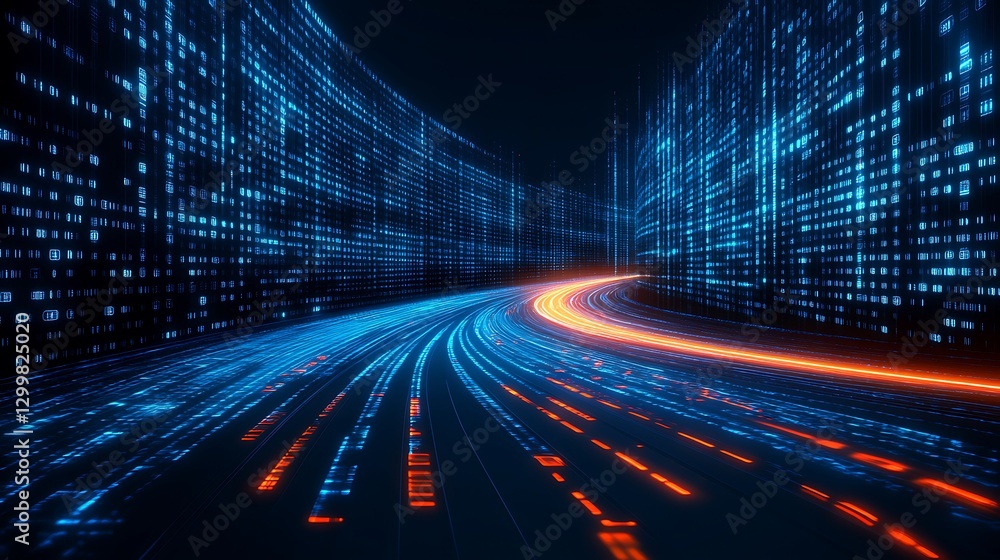 Poster digital highway data flowing through cyberspace