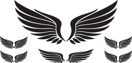 Isolated black wings icon Vector, black wings Silhouette,black wings icon set, black wings for logo,color black wings Vector illustration, Vector Graphic, EPS 10 , clip art work
