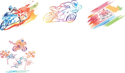 MotoGP moto racing  watercolor art design set on white background