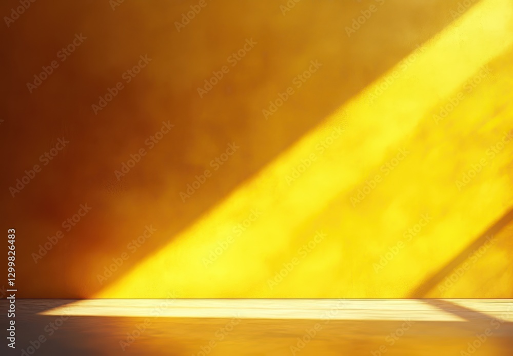 Poster warm yellow wall with soft light and shadow creating an inviting atmosphere in a minimalist interior