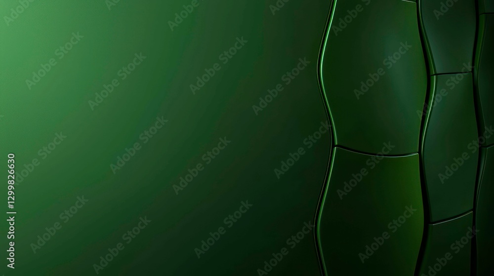Poster abstract green curvilinear panels interplay with light and shadow creating modern artistic surface