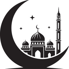 Isolated black ramadan crescent icon Vector, black ramadan crescent Silhouette,black ramadan crescent icon set, black ramadan crescent for logo,color black ramadan crescent Vector illustration, Vector