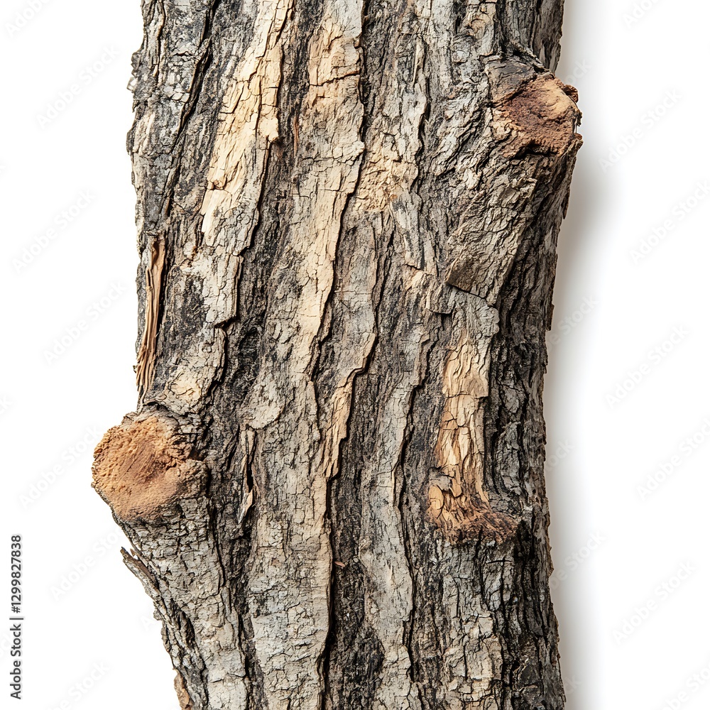 Poster old tree bark texture isolated on white background. clipping path included.