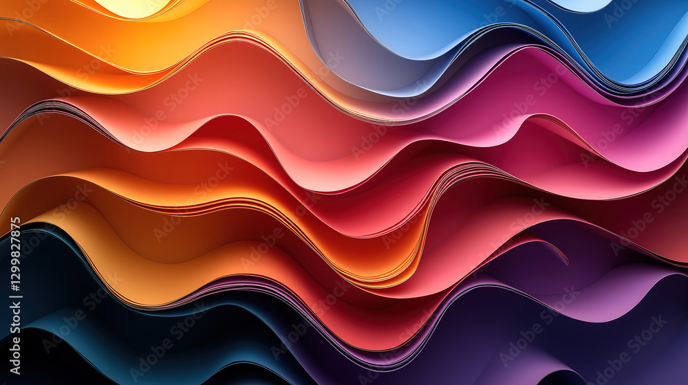 Poster abstract colorful swirling waves of light and shadow creating a dynamic and fluid visual effect