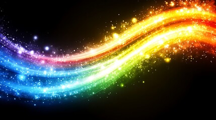 Rainbow Sparkles Swirling Light Trails Abstract Design