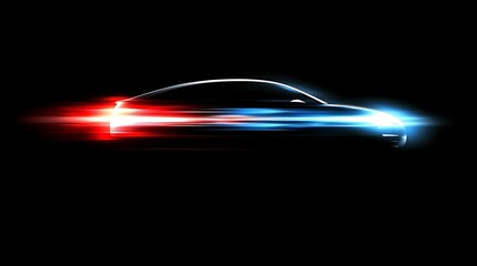 Speeding Car Silhouette with Light Trails at Night